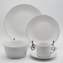 Amazon Hot Sale Embossed fine china dinner set, luxury porcelain dinner set