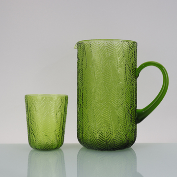 Solid glass pitcher with leaf patter Glass Tumbler