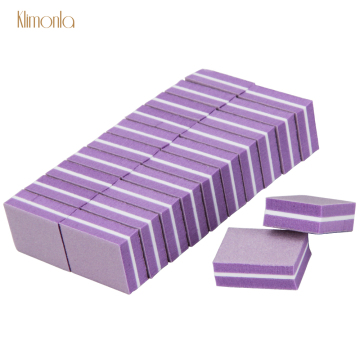 20Pcs/Lot Professional Double-side Square Sponge Nail File 100/180 Grit Purple Sanding Gel Polish Nail Art Care Manicure Tools