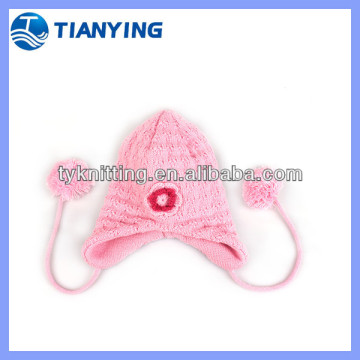 girl flower cute flower ear flap knit hat