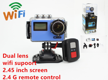action camera dual lens 2.45''HD LCD Screen+0.96 Status Scree wifi action camera 4k action pro hd video camera with HD MI output