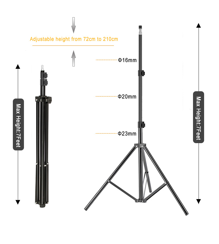 210cm Heavy Duty Aluminum Alloy Photo Studio Light Stand Tripod for Video, Portrait and Photography Lighting shooting