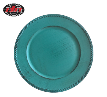 Round Green Antique Plastic Charger Plate