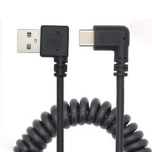 Double Left-Bend USB To Type-C Spring Cable