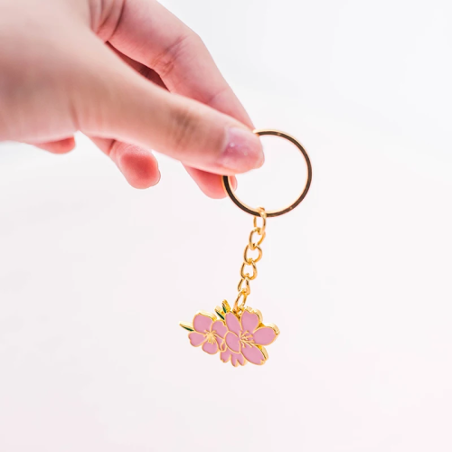 Zinc Alloy Cartoon Mini Metal Flower Charm Keychains