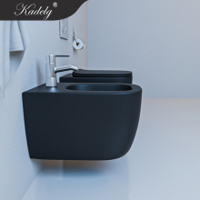 Matt Black Bathroom Rimless Wall Hung WC Toilet