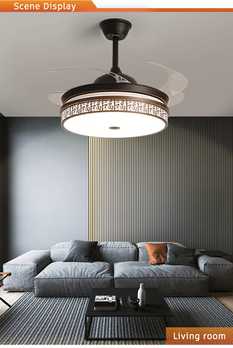 Retractable Blade Ceiling Fan with Remote Control and LED Light