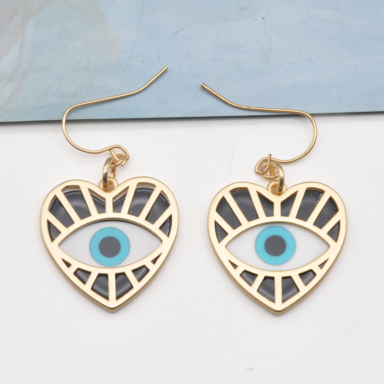 Newest design small size fish hook heart shape eye earrings