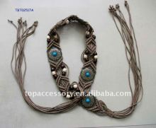 brown weaving leather belts