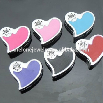 DIY fashion rhinestone enamel 8mm slide charms heart charms bulk