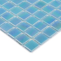 Açık yanardöner mozaik mavi cam yüzme havuzu karoları