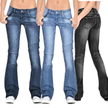 Wholesale Ladies Solid Color Flared Jeans - New Fashion Wholesaler Low Rise Womens Jeans
