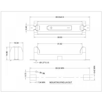 BBC-M-G0-A-1AA-024 Single AA Battery Holder SMT