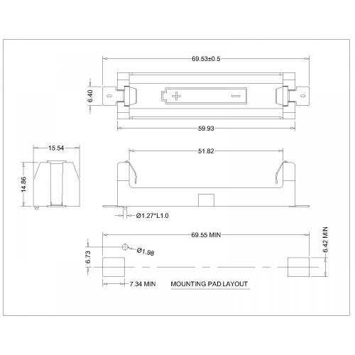 BBC-M-G0-A-1AA-024 SINGLE AA BATTERY HOLDER SMT