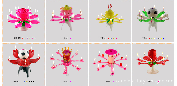 5 birthday flower rotating musical candle