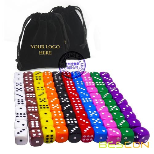 100pcs Assorted Colored 16MM Dice Set