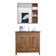 GODI Modern Rustic Solid Wood Bathroom Vanity with Mirror Cabinet