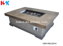 Rectangle LPG Fire Table, Wood Sculpture Gas Fire Table, Outdoor Relaxing Gas Fire Table