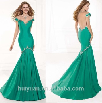 green colour long beaded evening sexy mature women dress
