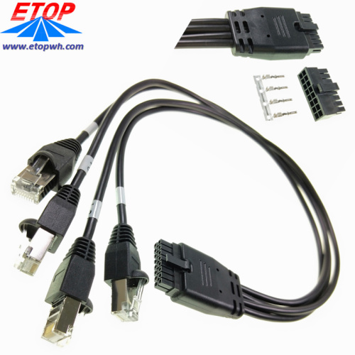 Geformte Mikro-Fit-Stecker zum Splitter RJ45-Kabel