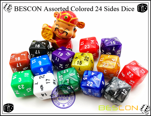 BESCON Assorted Colored 24 Sides Dice BESCON Assorted Colored 24 Sides Dice