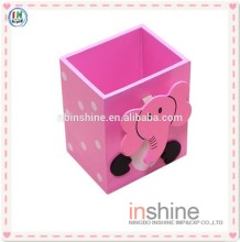 Cartoon elephant wooden pen holder with memo clip , single pen holder
