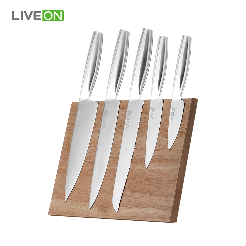 5pcs Hollow Handle Knife Set with Wood Block