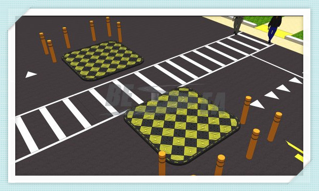 Black & Yellow Rubber Traffic Pedestrian Crossing Island (DH-PCI)