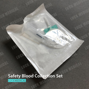 Conjunto de coleta de sangue de segurança a pótete + adaptador Luer