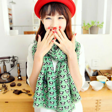 Panda design gren color noble wool tipepet for fashion style(WP028BL)