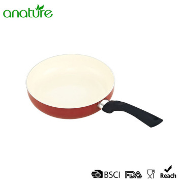White Ceramic Red Heat Resistant Fry Pan
