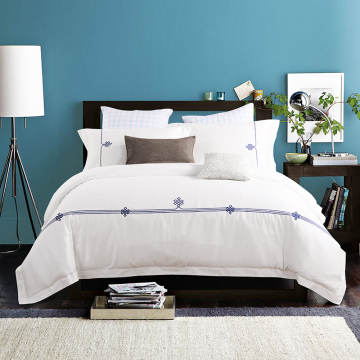 White embroidered 100% cotton classic bedding set