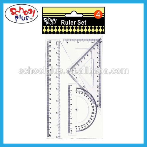 Hot sell Plastic 4 pcs geometric ruler set for students