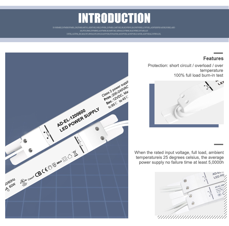 AD-EL-1201200 Slim DC12V120W PFC LED driver power supply with KC/PSE/RCM UL/CE approved for light box