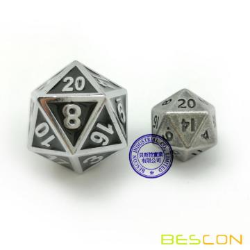 Bescon 10MM Mini Solid Metall Würfel Set Alt Nickel, antike Mini Metallic Polyhedral D &amp; D RPG Miniatur Würfel 7-Sätze