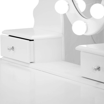 LED Lights White Fineboard Mirrored Dressing Table