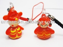 24*34mm Chinese Bride and Bridegroom Lampwork Glass Charm for Cellphone Decoration