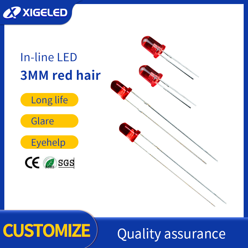 LED 3 mm Cabello rojo rojo y verde cabello verde