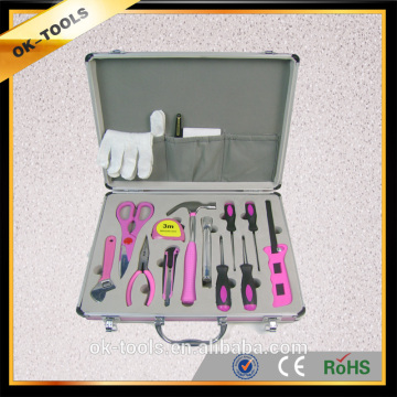OK-tools 19pcs Aluminum box household tool kit For Lady