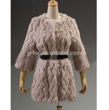 YR407 O-neck Genuine Sheared rabbit Fur Jackets/ Customize Women Cheap Rabbit Fur Coat