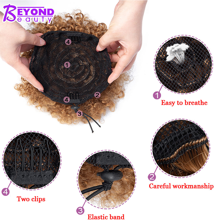 High Puff Afro Curly Chignon Ponytail Drawstring Synthetic Curly Hair Bun Made Of Synthetic Fiber