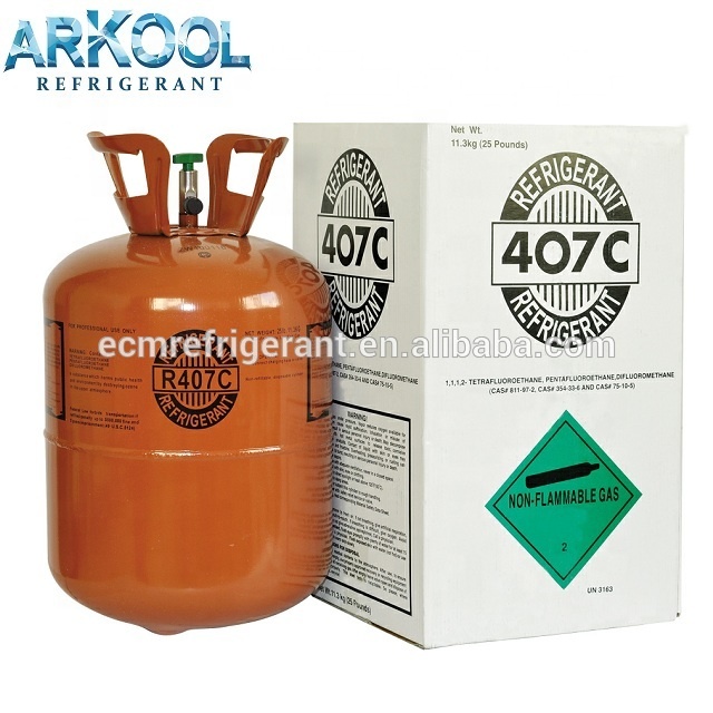 Environmental friendly 99.9% purity R407C refrigerant gas 11.3kg 24lb cylinder buy from China