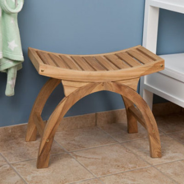 Teak Arched Comfortable Shower Stool