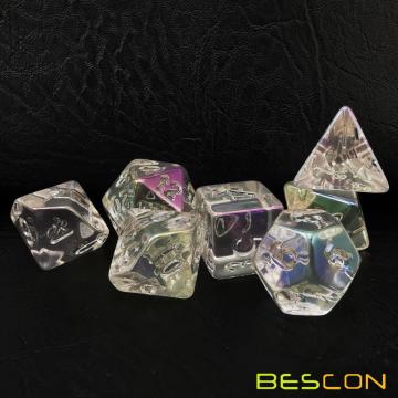 Набор неокрашенных многогранных игральных костей Bescon с неокрашенным покрытием, жемчужно-прозрачные, набор из 7 игральных костей для RPG