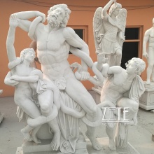 Hand carved life size art marble man snake statue