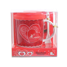 Customized Couple Gift Ceramic Heart Valentine Mug with Silicone Lid - Wholesale