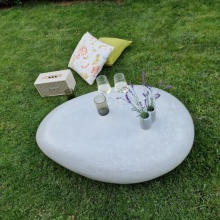 Irregular Smooth White Concrete Patio Table