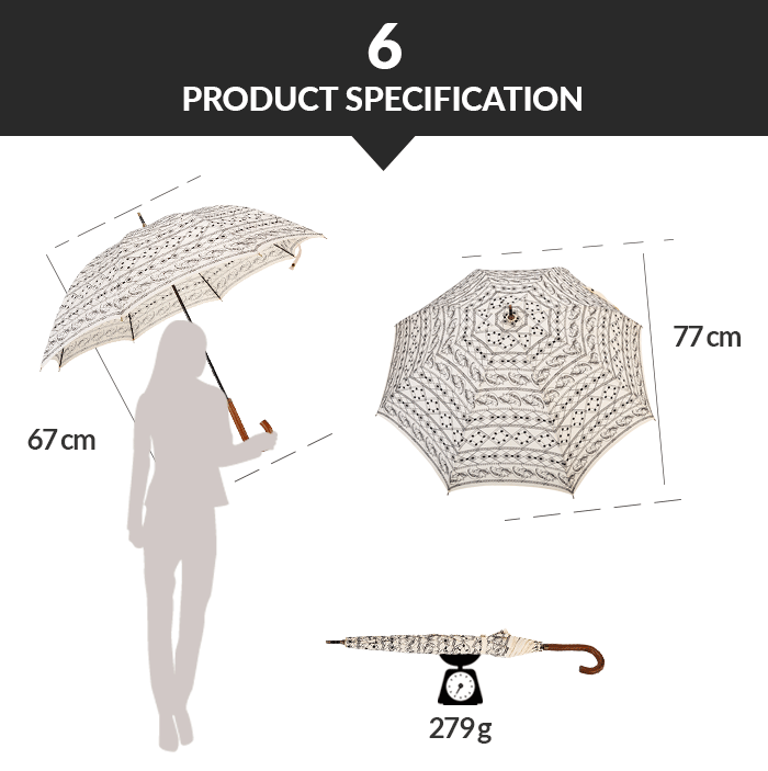 Embroidery Ladies Straight Umbrella