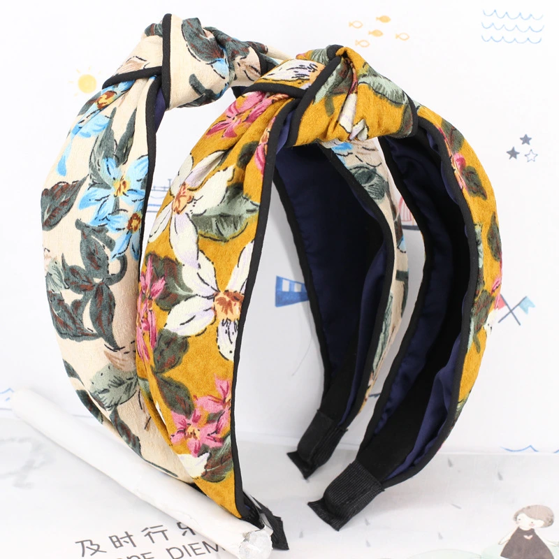 Women's Hair Jewelry Floral Print Cloth Head Wrap Knot Hairband