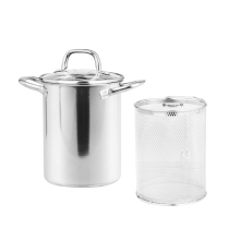 Deep Frying Pot with Frying Basket Set: Kitchen Fryer Pot and Pasta Strainer Basket